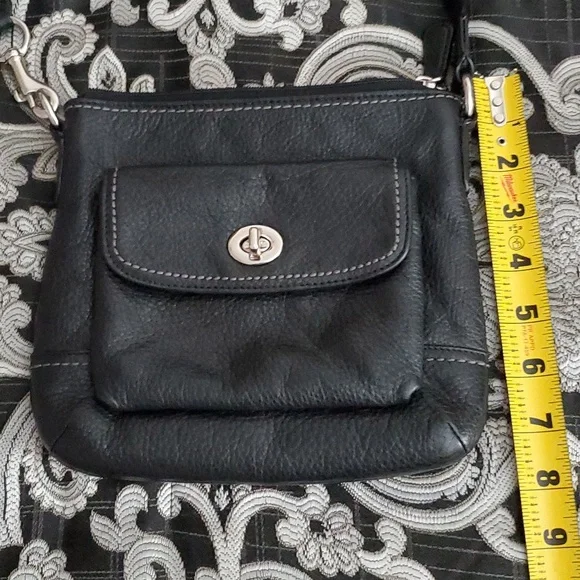 Coach Black Leather Crossbody Bag with Silver Hardware 8” x 7” - Picture 5 of 6